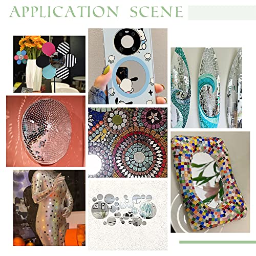 PH PandaHall 100pcs Round Mirror Tiles, 4 Sizes Self Adhesive Mirror 0.78 1 2 3 Inch Acrylic Craft Mirror Circles Mirror Small Mirror Pieces for