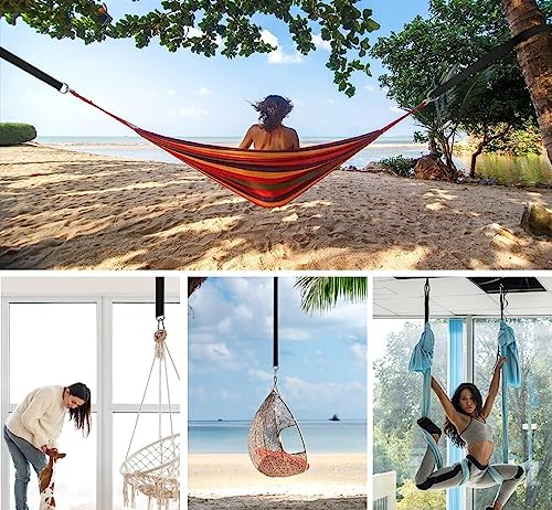 Mocraft Tree Swing Hanging Straps, Outdoor Hammock Straps Adjustable, Swing Suspension Strap Kit with 304 Stainless Steel, Swivel Safety Lock, Ca