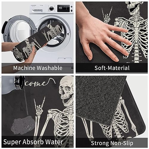 SANHUDSD Halloween Door Mat Horror Skull Welcome Mat Scary Entry Rug Non-Slip Welcome Door Mat Indoor Outdoor Entrance Rug Halloween Party Decor