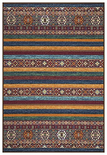 Ottomanson Rubber Back Doormat Collection, Floral Tile Design, "Welcome" Text, 51 cm x 76 cm, Multicolor