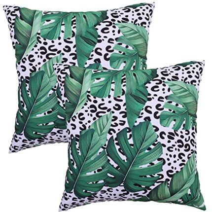 3E Home Cushion Covers Waterproof 18x18 Inch Set of 2 Decorative Outdoor Throw Pillow Covers Furniture Pillowcases for Garden Patio Balcony Bench