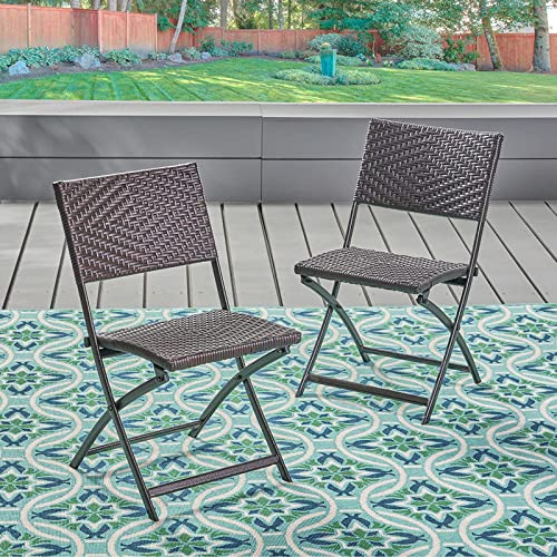 Outdoor Folding Chair, Lightweight Collapsible Rattan Chairs, Easy to Store & Carry, for Picnic, BBQ Garden Patio Yard,2pcs