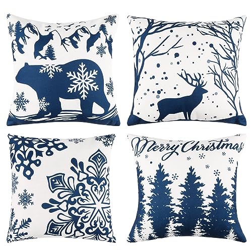 Homodeco Set of 4 Outdoor Cushion Covers Waterproof 45 x 45 cm, Decorative Outdoor Waterproof Cushion Breathable Retro Letter for Patio Garden Fa