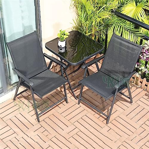 JHKZUDG 3 Piece Patio Furniture Sets,Patio Bistro Set with 2 Chairs And Glass Coffee Table,Outdoor Conversation Table Chairs Set for Garden Yard