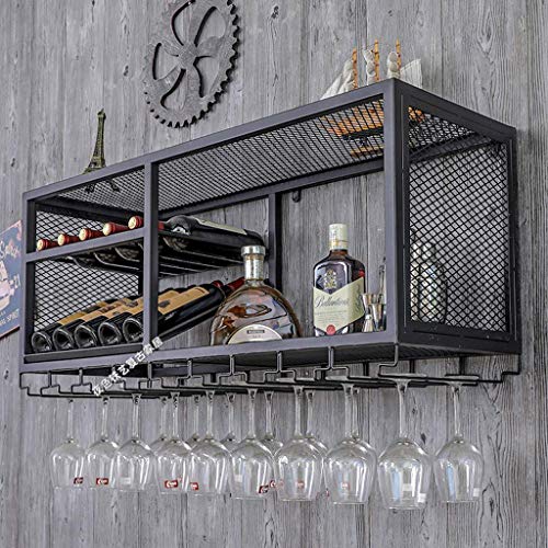 EYLINK Wine Racks,Wine Shelf with Glass Holder | Wine Racks Wall-Mounted Metal | Wine Glass Holder | Wine Bottle Holder | Wall Shelf Cube for Bar