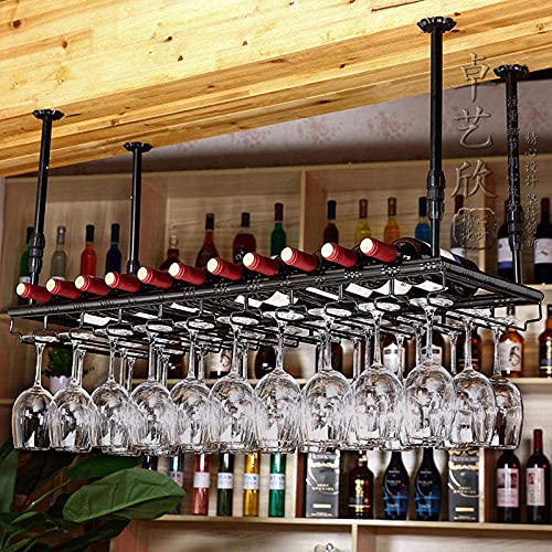 SUCHETA Hanging Wine Rack with Glass Holder and Shelf, Simple Style Iron Hanging Wine Glass Rack, Wine Rack Decoration, Hanging Glass Holder, Ups
