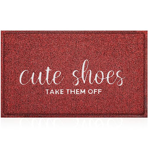 Outdoor Welcome Mat for Funny Outside Home Entry Mats Cute Shoes Take Them Off Entryway Large 18 x 47 inch for Bedroom Shoe Scraper Non Slip PVC