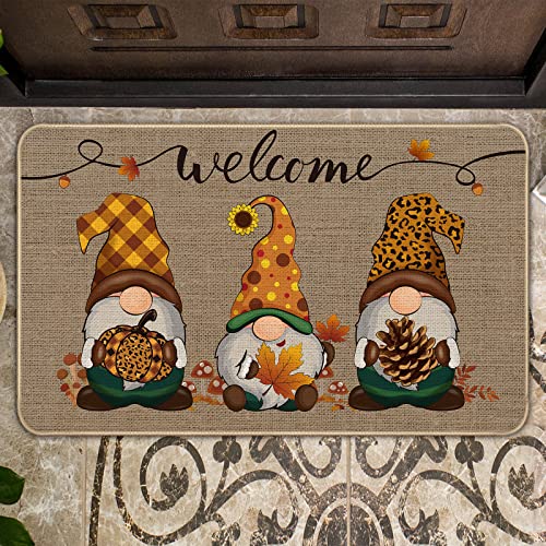 Shihanee 3 Pieces Halloween Welcome Gnome Doormat Thanksgiving Fall Greeting Doormat Autumn Doormat Rugs Christmas Gnome Door Mat Xmas Outdoor Do