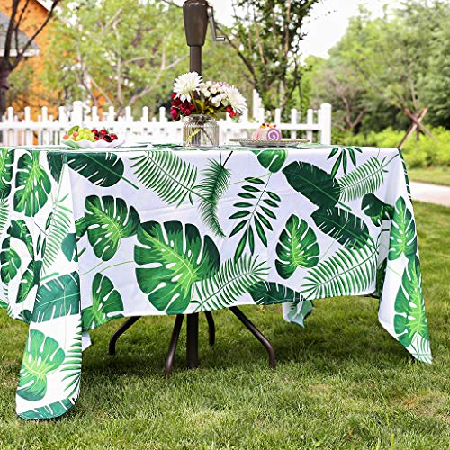 Eternal Beauty 152x213cm Recatngle Palm Leaf Indoor Outdoor Splashproof Tablecloth with Umbrella Hole and Zipper for Patio Garden Party and BBQ(6