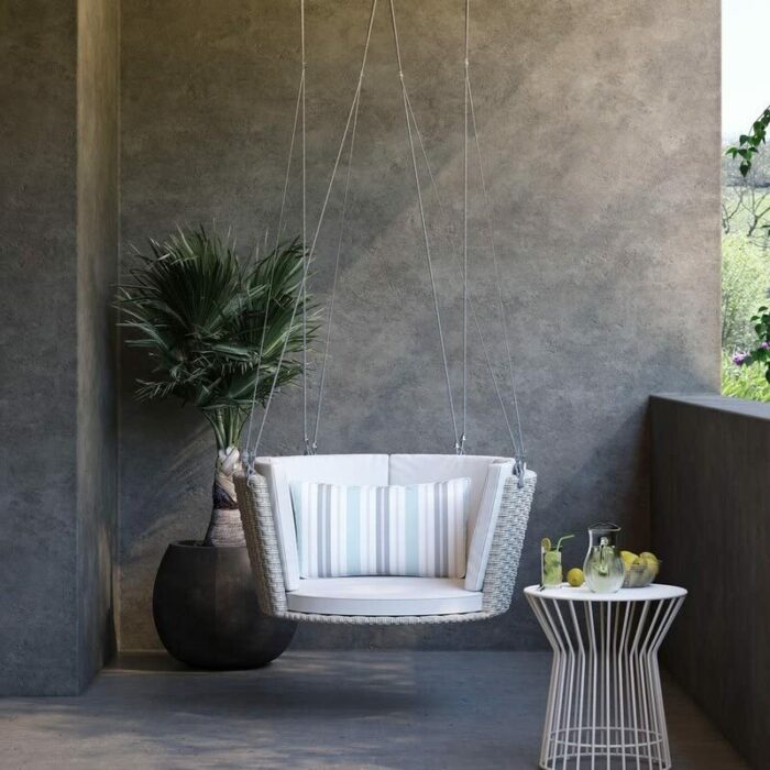 WALNUT Patio Garden Entrance Terrace Wicker/Rattan Porch Swing, Gray, Taupe (Color : B)