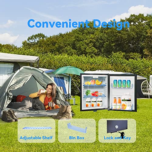Techomey 2 Way Fridge 12V 240V, 12V Fridge for Campervan with Lock, 40L 12V Campervan Fridge for Caravan, Truck, Car, Motorhome, Office, Home, Ho