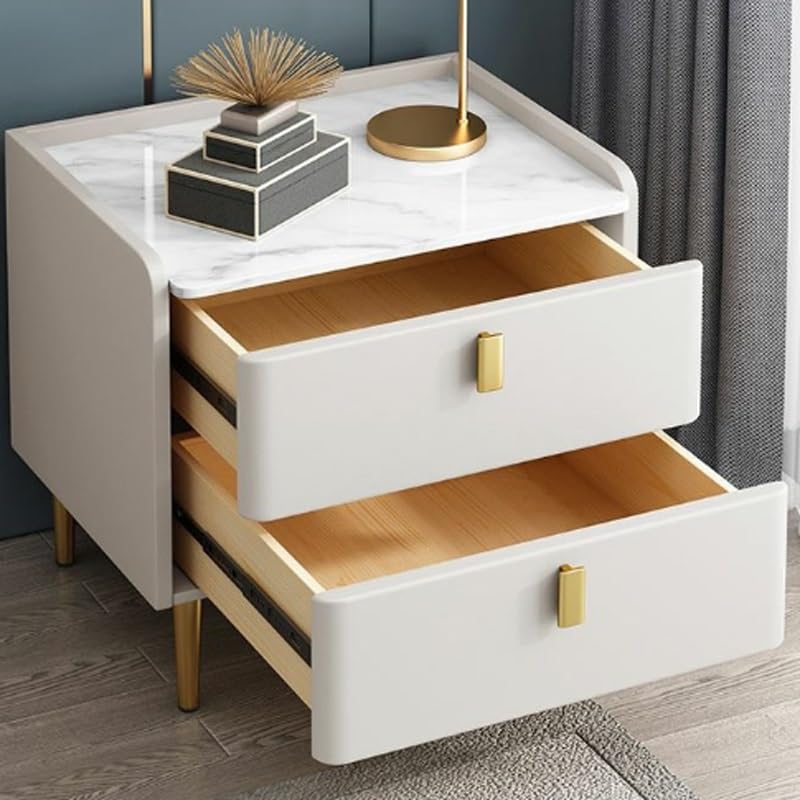 JYDQM Bedside Cabinet Home Bedroom Rock Panel Bed Side Cabinet Northern Europe Real Polar Storage Cabinet