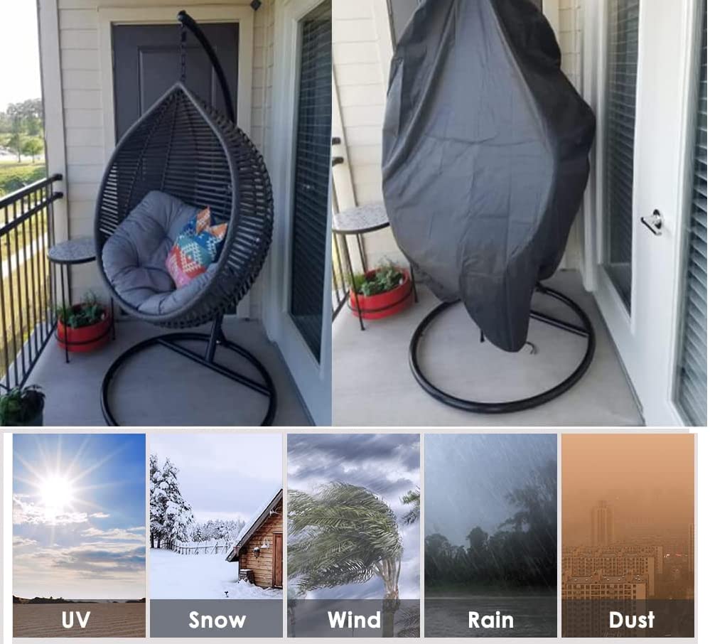 Patio Hanging Chair Covers, OUTTDID Egg Swing Cocoon Chair Cover with Zipper , Rocking Chair Cover, Swing Seat Chair Cover with Drawstring Zipper