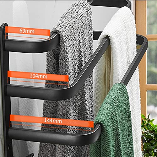 LIUZH Towel Hanger Wall Mounted Towel Rack Bathroom Aluminum Black Towel Bar Rail Matte Black Towel Holder