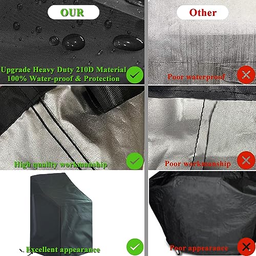 Ruucy 2PCS Garden Chair Covers Waterproof for Outdoor, Windproof Anti-UV Patio Stacking Chair Covers with Fixed Cord, Upgraded 210D Oxford Garden