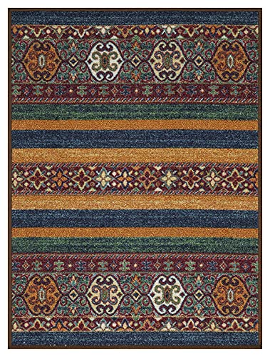 Ottomanson Rubber Back Doormat Collection, Floral Tile Design, "Welcome" Text, 51 cm x 76 cm, Multicolor