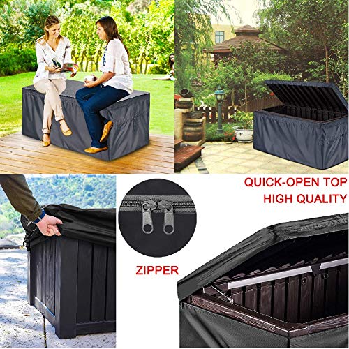 ELR Patio Deck Box Cover, 210D Waterproof Deck Box Defender Cover Dustproof Outdoor Storage Deck Boxes Covers for All-Season (L: 62.2x29.92x27.95