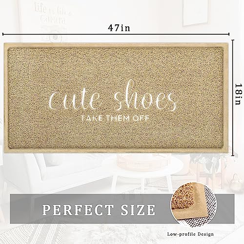 Outdoor Welcome Mat for Funny Outside Home Entry Mats Cute Shoes Take Them Off Entryway Large 18 x 47 inch for Bedroom Shoe Scraper Non Slip PVC
