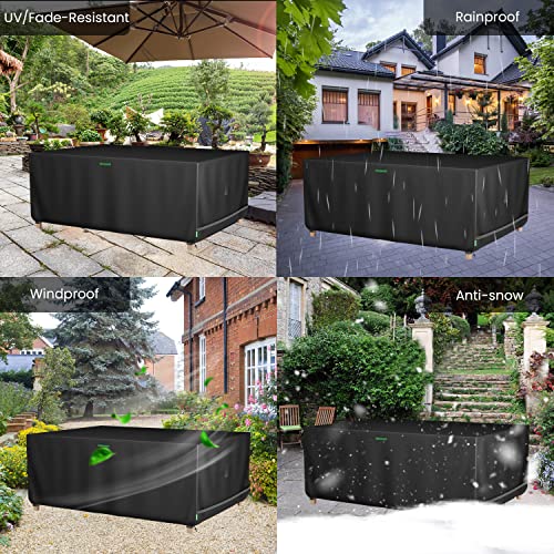 KINGARDEN Patio Garden Furniture Covers Waterproof with Air Vent 242x182x100cm Upgraded 600D Cube Furniture Set Covers Heavy Duty Oxford Fabric W