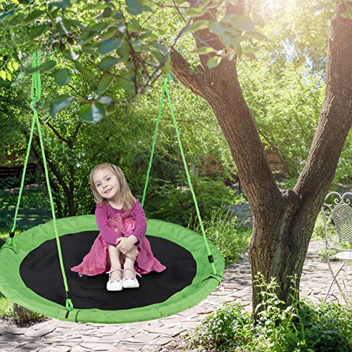 Relaxdays Outdoor Nest Swing for Kids & Adults, 110 cm, for Up To 100 kg, Round Swing, Green