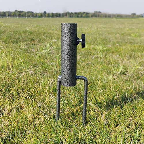 MEETOZ Heavy Duty Patio Umbrella Steel Anchor Beach Umbrella Metal Holder Stands, Stand-Sand Grass Auger with Two Forks Ideal for Use in Soil Bla