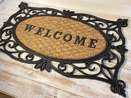 Thorness Rubber backed Coir Welcome Rectangle Door Mat 30cm x 45cm | Outdoor or Indoor use | doormat | non slip