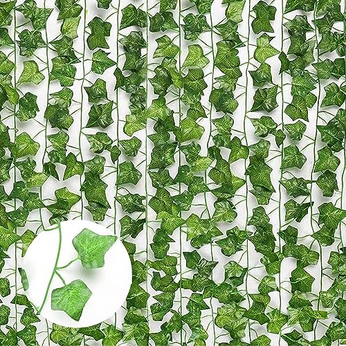 STBNVF 6 Pcs Vines, Fake Ivy, Vines for Bedroom Aesthetic, Bedroom Decor, Fake Plants, Green Ivy with Nylon Cable Ties, Plants Ivy Vine for Garde