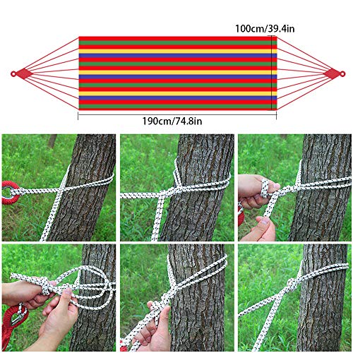 Garden Cotton Hammock, FORYNXHWIN Outdoor Garden Camping Hammock with Carry Bag, 190 x 100 cm,Weight Capacity 150 kg, for Travel, Garden and Beac