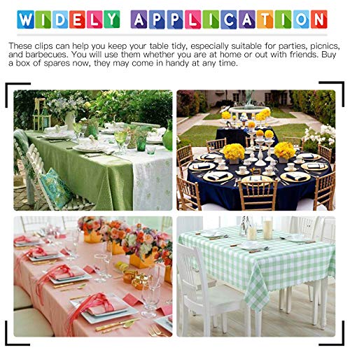 Glarks 30 Pack Plastic Table Cover Clips Tablecloth Clips Table Skirting Clips with Hook and Loop for 1 3/ 5 to 1 4/ 5 inch Table Great for Indoo