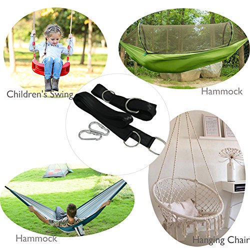Hammock Straps Tree Swing Hanging Rope Accessories Kit 300cm Long with Safety Lock Carabiner Swivel Hook Holds Up to 1500lbs