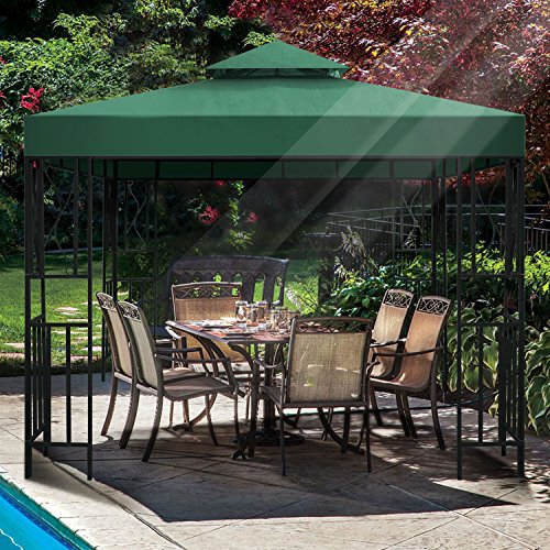 Flexzion 8x8 Gazebo Canopy Replacement Top Waterproof Cover - Outdoor Gazebo Canopy Cover - Double Tier UV30 Cover for Canopies, Garden, Patio, Y