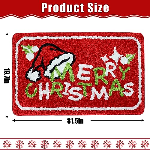 Poywuo Christmas Door Mat, 50 x 80 CM Bath Mat Bathroom Rug Welcome Mat Front Door Indoor Outdoor Home Decorations Bedroom Kitchen Floor (50 x 80