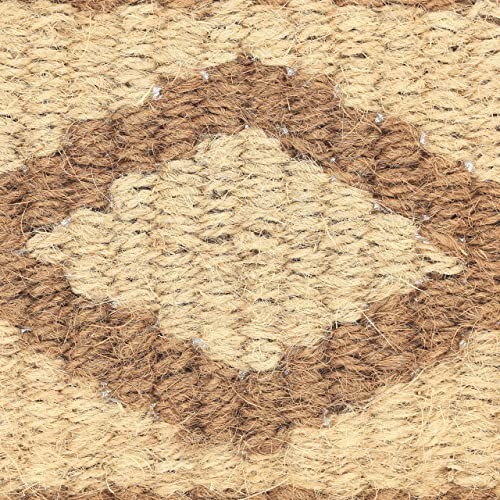 Relaxdays Jute Doormat, 60x40 cm, Durable, Handwoven, Mat for Indoor & Outdoor Use, Diamond Pattern, Brown/Cream, Design F