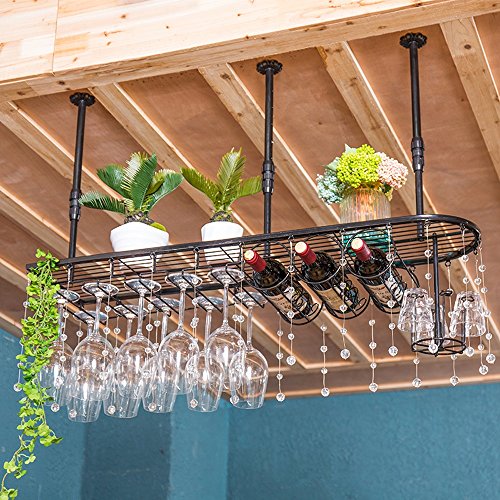 PIBM European Wine Rack Goblet Upside down Home Creative Living Room Decoration Crystal Section A, No Crystal Section b J1022, b , 100x25cm