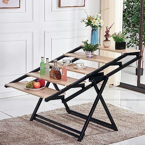 Multifunctional Shelf, Extendable Dining Table, Folding Dining Table, Deformed Telescopic Bookshelf, Space Saving Convenient Storage Kitchen Tabl