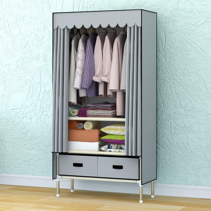 LUKEO Wardrobe House, Home Bedroom Wardrobe, Wardrobe Assembly Storage Hanging Wardrobe