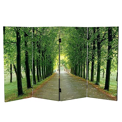 Red Lantern Double Sided Path of Life Canvas Folding Screen, 3 Foot - 4 Panel
