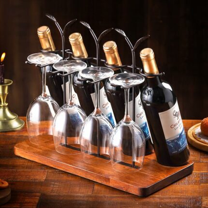 SIWOTED Tabletop Wood Wine Holder, Countertop Wine Rack