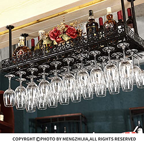 KEppd Wine Rack Wall Mounted - Creative Hanging Upside Down Cup Holder Hanging Wine Glass Rack Stemware Rack Wine Rack Home Multi-Function Rack S