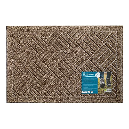 JVL Dirt Defender Scraper Door Mat 40 x 60 cm, Squares, Beige