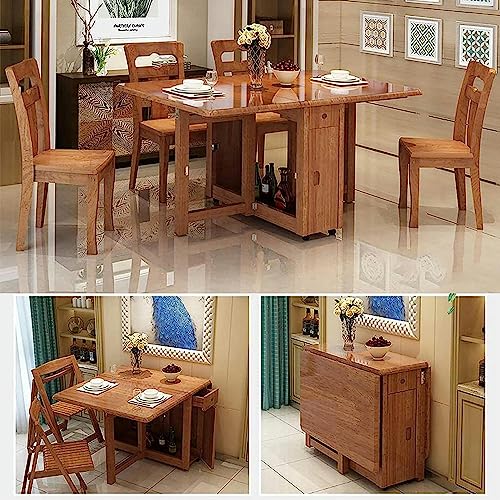 Extendable Dining Kitchen Table, Folding Dining Table, Multifunctional Folding Switch Lock, Round Edges Design, Large-capacity Practical Storage