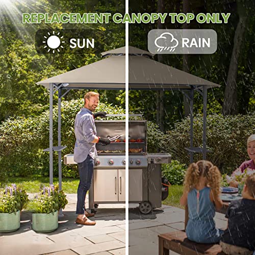 Grill Gazebo Replacement Canopy Top Roof, EasyLee 5x8 Canopy Top Cover, Double Tiered BBQ Gazebo Cover, Fits for Gazebo Models L-GG001PST and L-G