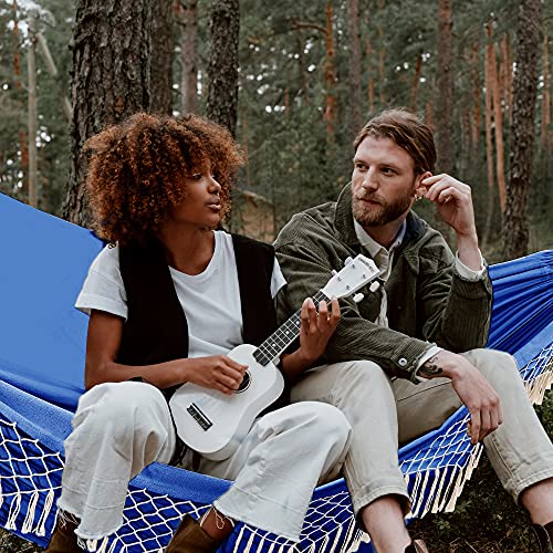 Outdoor Hammock,Premium Cotton Hammocks with Tassels 2 Person Durable Swing with Travel Bag Perfect for Beach, Yard, Bedroom, Patio, Porch, Indoo