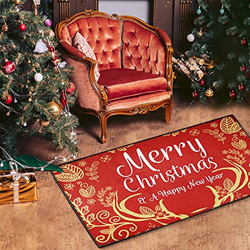 TSLBW Christmas Doormat Printed Non-Slip Rugs Merry Santa Claus Patterned Carpet Floor Door Mat for Entrance Living Room Bedroom Bathroom Xmas Ho