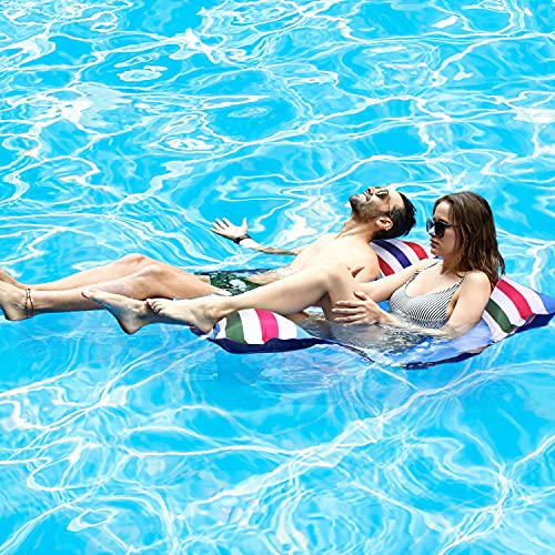 FindUWill Fabric Pool Hammock Floats, XL, 2Pack Inflatable Water Hammocks Floaties 4-in-1 (Saddle, Lounge Chair, Hammock, Drifter), Pool Float Lo
