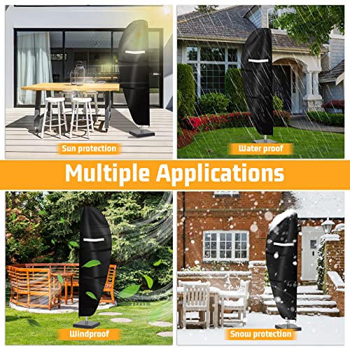 Parasol Cover Waterproof,Parasol Protective Cover with Zip Fit for 2 to 4 M Large Cantilever Parasol Protective Cover (265 x45/70/50CM)