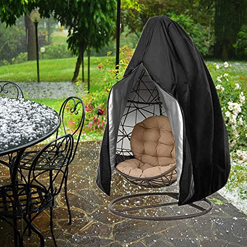 Egg Chair Cover Patio Waterproof Oxford Garden Cocoon Swing Hanging Egg Chair Protective Cover Rattan Wicker Garden Lawn Chair Protector Black