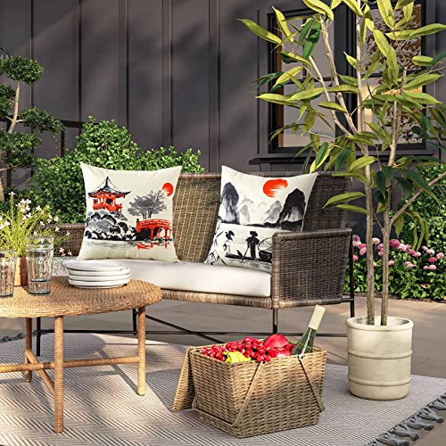 Ohok Outdoor Waterproof Cushion Covers 45x45 cm Pack of 4 Decorative Throw Cushion Covers Cushion Case for Sofa Couch Bed Living Room Outdoor Pat