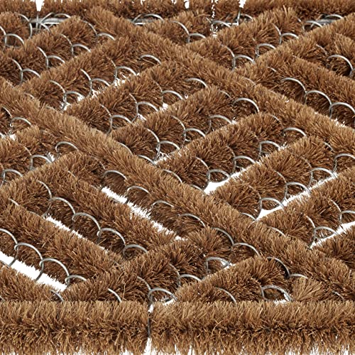 Relaxdays Wire Mesh Mat, 40 x 60 cm, Coconut & Metal, Indoor & Outdoor, Weatherproof Doormat Natural, 80% coconut 20% steel