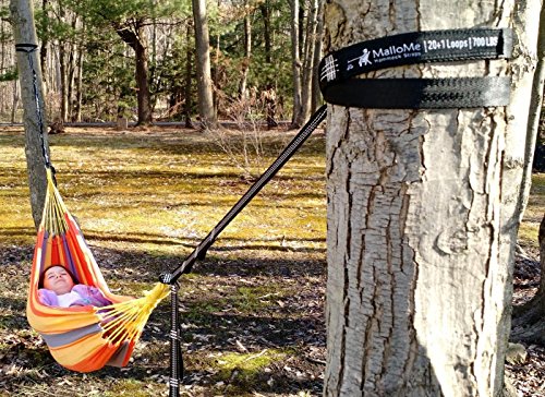 MalloMe XL Hammock Straps - Hammock Tree Straps Set 2000+ LBS Heavy Duty 40 Loops & 100% No Stretch Suspension System Kit - Camping Hammock Acces
